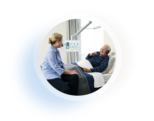 patient using concierge himed in bed
