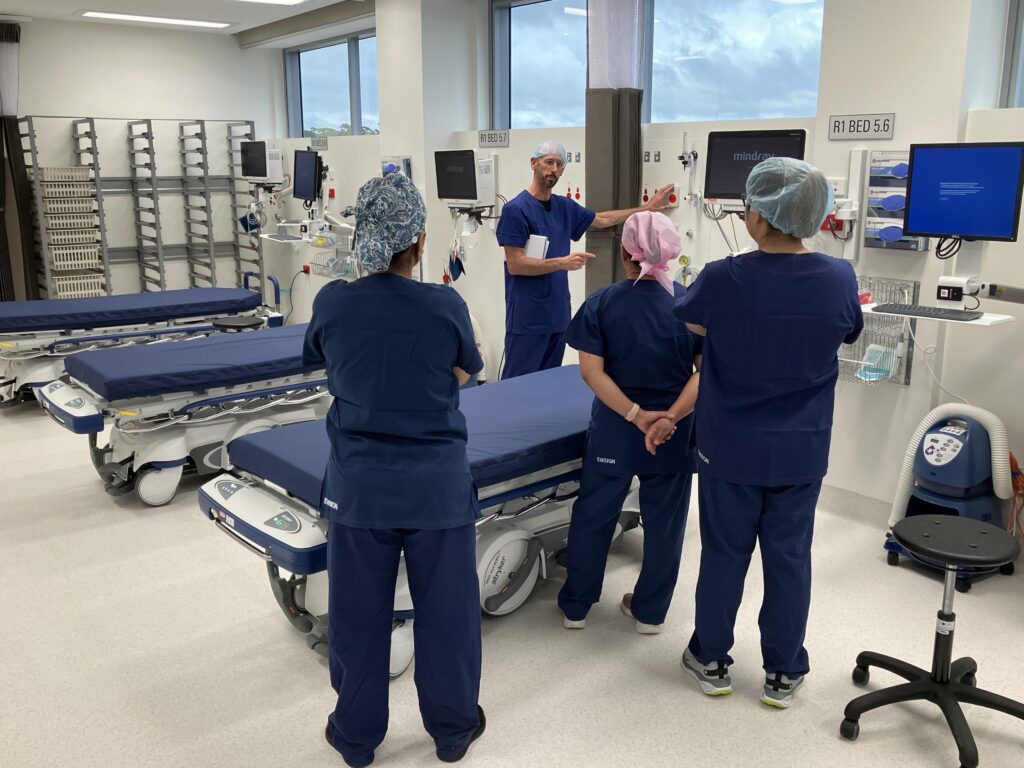 Digital health consultant, James Wright, working with nurses