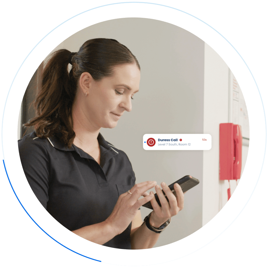 Carer receiving a duress alert on the Reach app